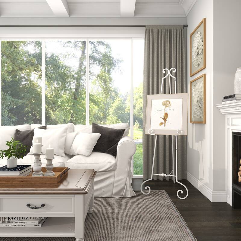 Metal Scroll Large Adjustable 3 Tier Display Easel with Chain Support - White - Roche River Decor