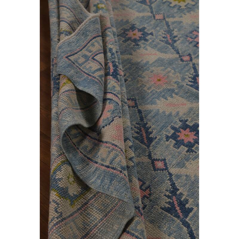 Hand Knotted Oriental 100% Wool Carpet Transitional All-Over Navy Blue & Blues Oushak Area Rug - 10' 10'' X 8' 2''