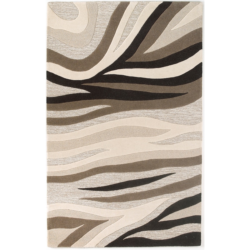 Domani Wave Contemporary Safari Hand-tufted Wool Rug - 8' x 10'6" - Natural