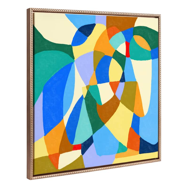 Kate and Laurel Sylvie Beaded Begonia Po Framed Canvas by Teresa Rego - 30x30