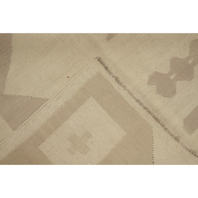Hand Woven Southwestern Wool Beige Geometric Area Rug - 9' 10'' X 8' 5''