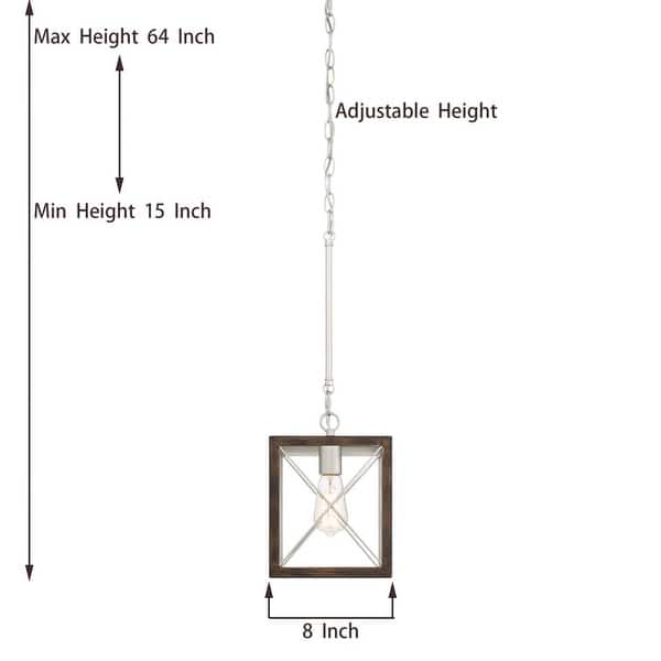 dimension image slide 4 of 5, Acroma 1-light Farmhouse Rustic Rectangle Kitchen Island Pendant Light - 8 inches