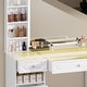 preview thumbnail 30 of 32, White/ Black Makeup Vanity with Lighted Mirror,Extra Large Vanity Desk with 9 Drawers,European Style Vanities