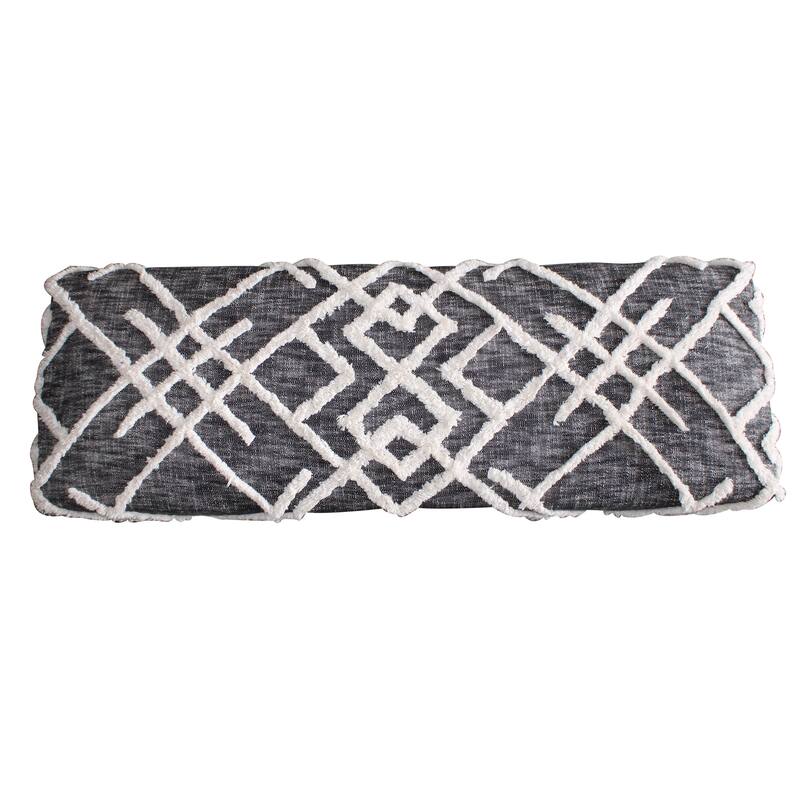 Sevita Tufted Geometric Diamond and Distressed Bench 16"W x 47"L x 18"H - 1'6" x 3'11" x 1'4"