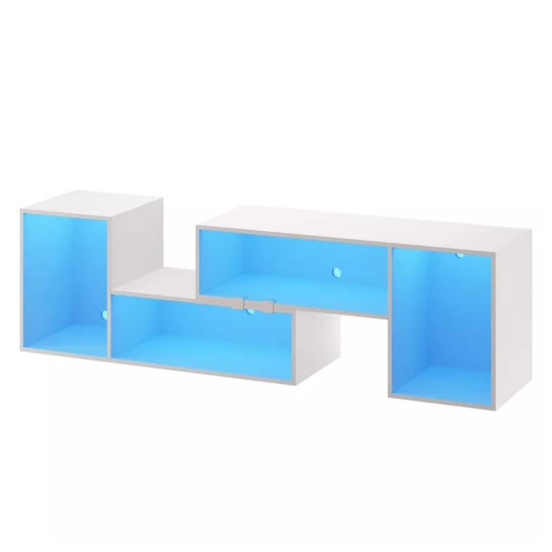 Deformable TV Stand with Led Lights for 65/70/75 Inch TVs White - 42 inches