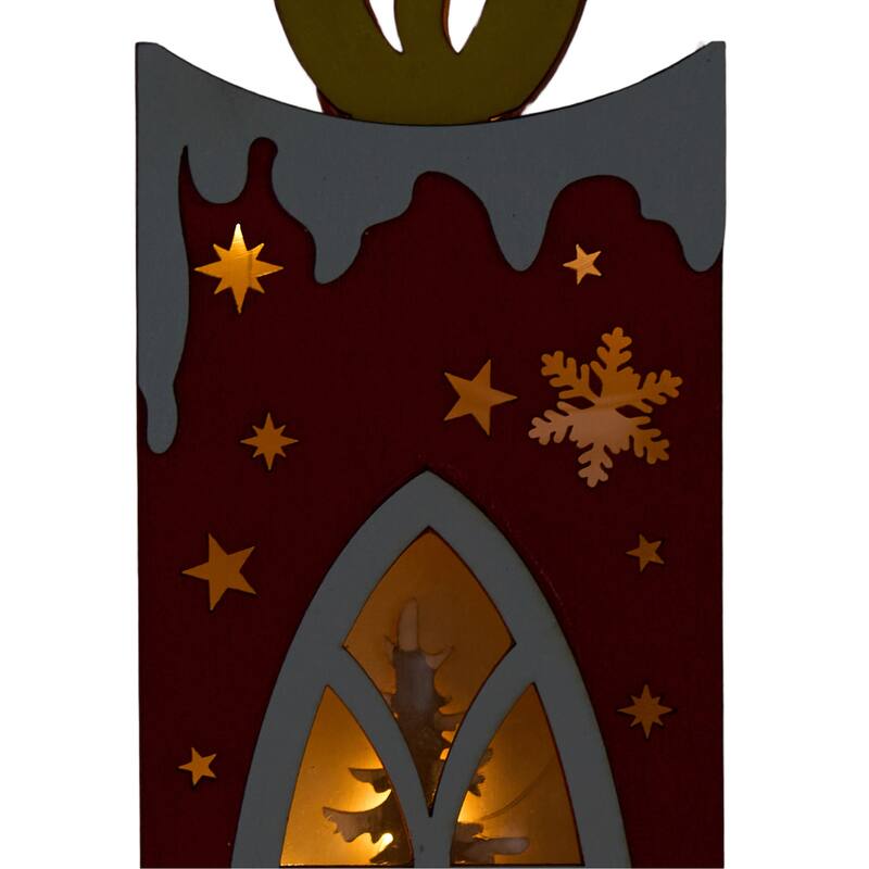 Merry Christmas Wooden Candle Light-Up Decor - Festive Seasonal Home Ornament - 1.96'H X 3.54'W X 12.44'D