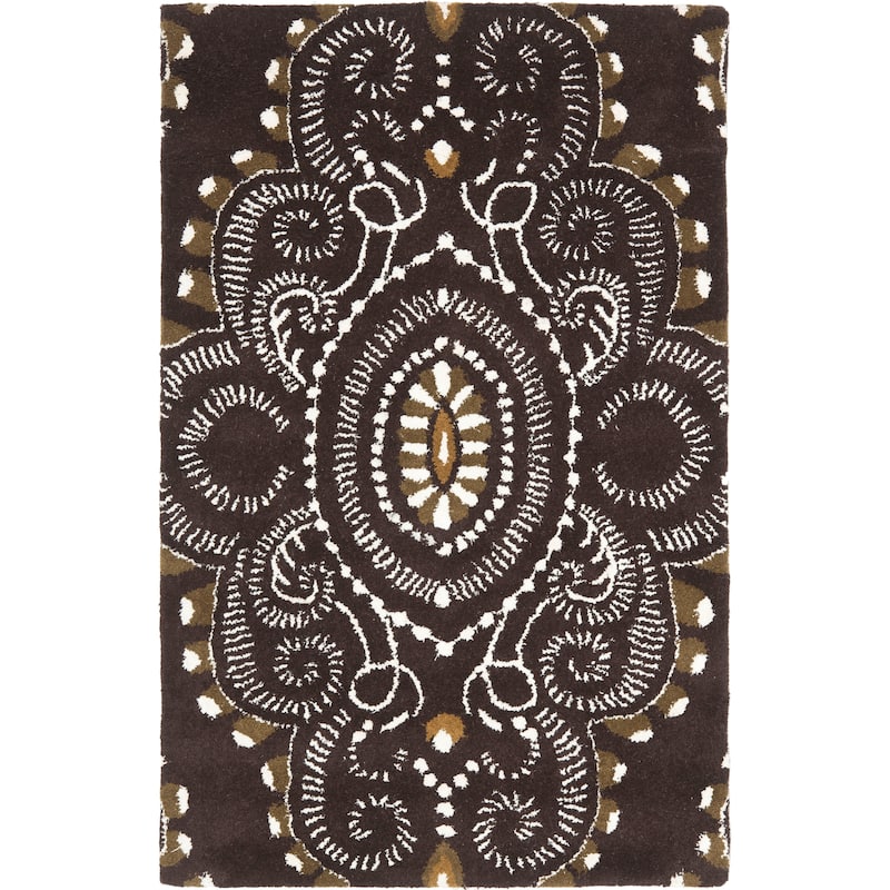 SAFAVIEH Handmade Wyndham Geanina Modern Wool Rug - 2'6" x 4' - Brown/Ivory