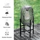 preview thumbnail 24 of 24, Glitzhome Set of 2 Metal Black Solar Powered Outdoor Lantern with Stand
