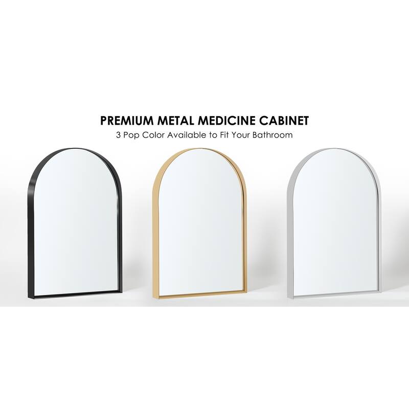 Set of 2 Recessed Metal Framed Medicine Cabinet