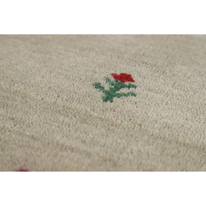 Hand Knotted Oriental 100% Wool Carpet Tribal Animal Pictorial Beige & Ivories Gabbeh Area Rug - 4' 10'' X 3' 0''