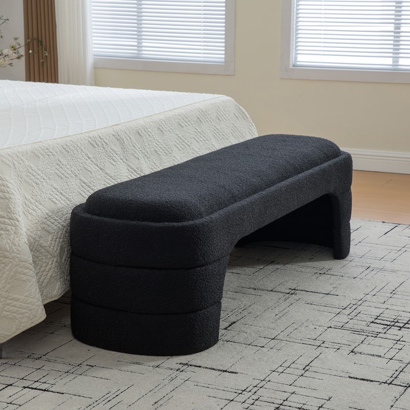 65"W Chenille Upholstered End of Bench ,Entryway Shoe Bench,FootStool Ottoman for Bedroom, Living Room