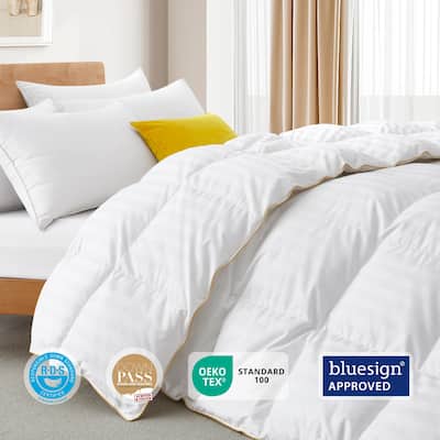 Year Round White Goose Down Comforter with 500 Thread Count Cotton Cover