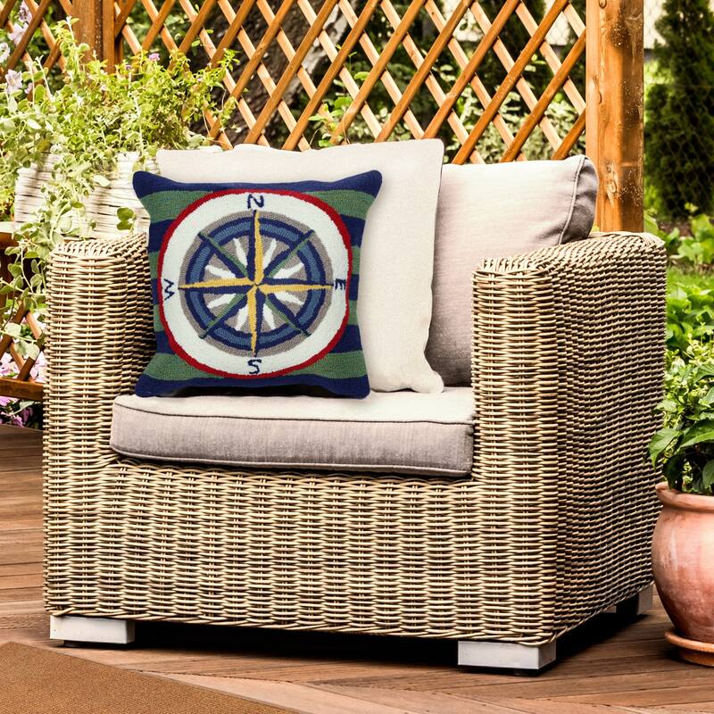 Liora Manne Frontporch Striped Compass Indoor/Outdoor Pillow
