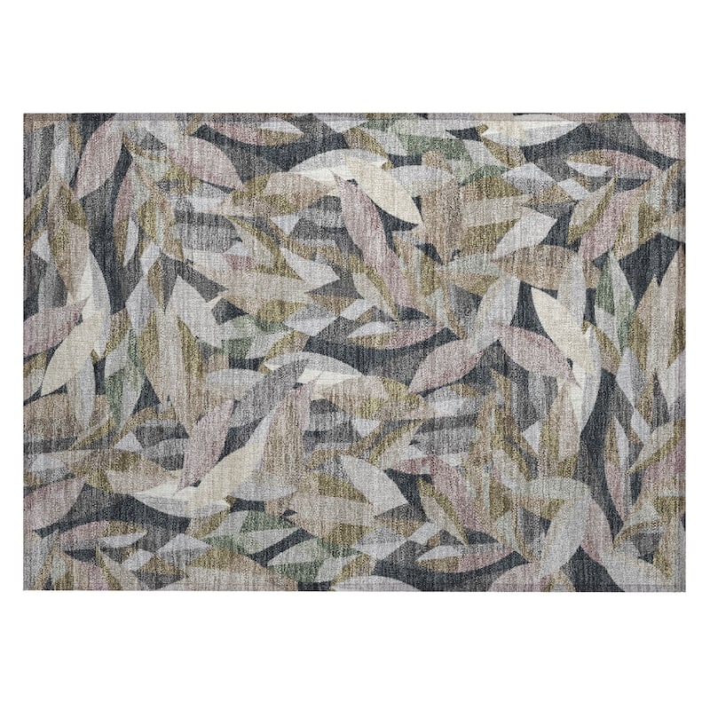 Machine Washable Indoor/ Outdoor Modern Floral Chantille Rug