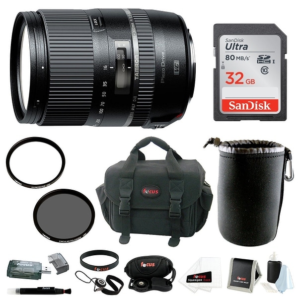 Tamron 16-300mm Macro Lens with Hood for Nikon and 32GB SDHC Accessory Bundle
