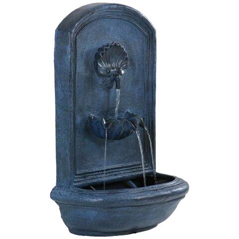 Seaside Solar-Only Outdoor Wall Water Fountain - 27" - Lead Finish