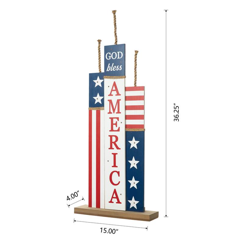 Glitzhome 36"H Wooden Patriotic Americana Porch Decor