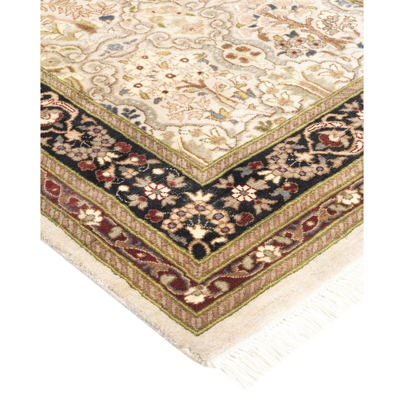 Overton One-of-a-Kind Hand-Knotted Traditional Oriental Mogul Ivory Area Rug - 2' 6" x 7' 10"