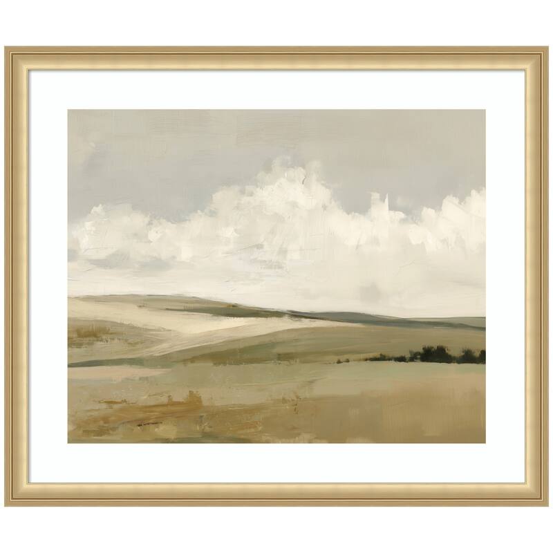 Kate and Laurel Whispering Meadows I by Amy Lighthall Framed Wall Art Print - 26 x 22 - Gold