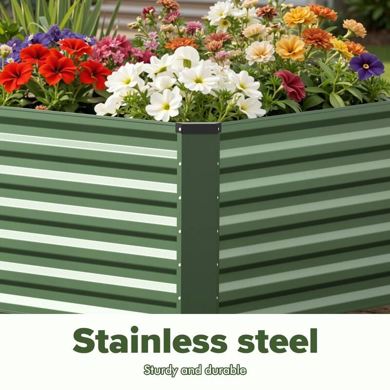 Meyreso 6ft x 3ft x 2ft Galvanized Metal Raised Garden Bed, Durable Outdoor Planter, Rust Resistant, Safety Edging