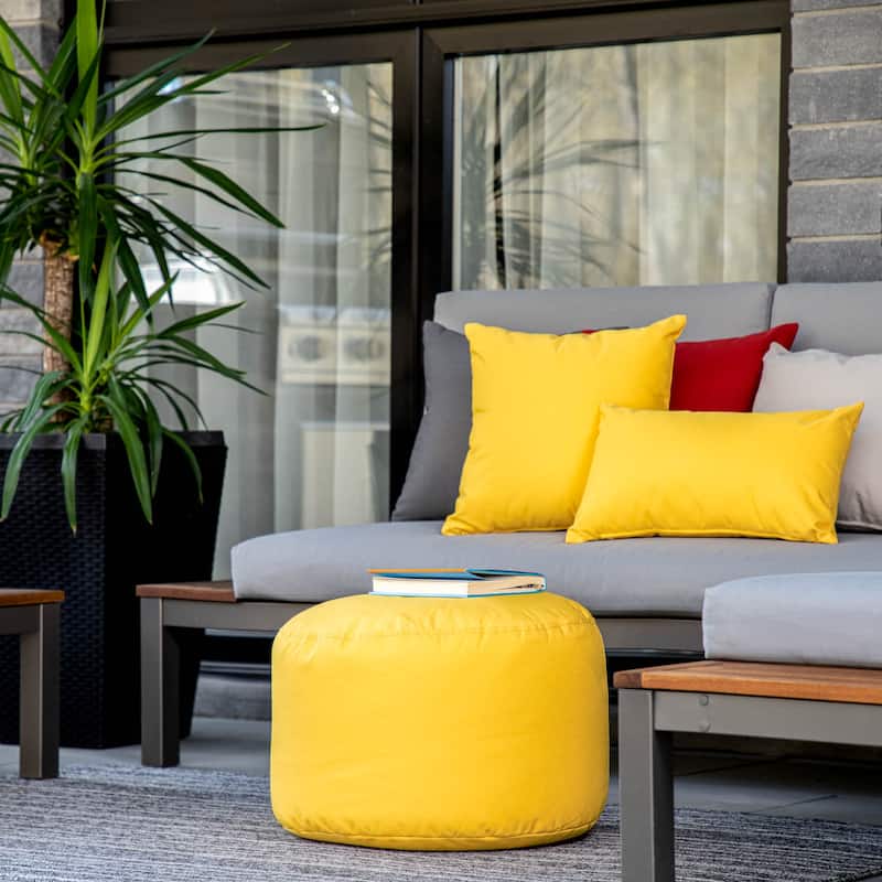 Gouchee Home Soleil Indoor/ Outdoor Ottoman Pouf - Yellow