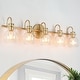 preview thumbnail 19 of 51, Modern 3-Light Bathroom Vanity Light Minimal Globe Glass Wall Sconce 5-Light/ 35.5" - Light Gold