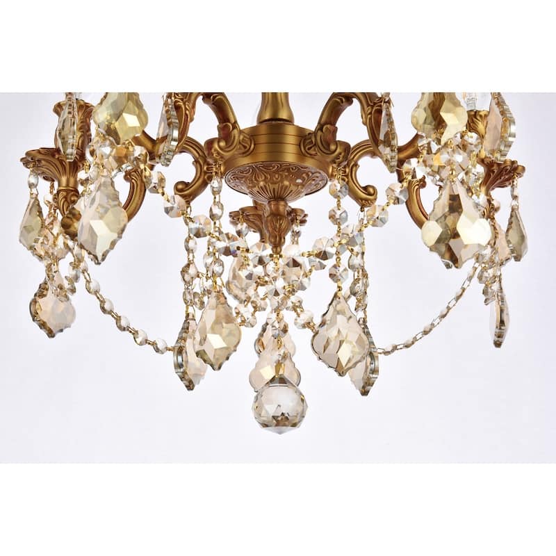 Somette Meilen 5-light Royal Cut Gold Crystal and French Gold Flush Mount