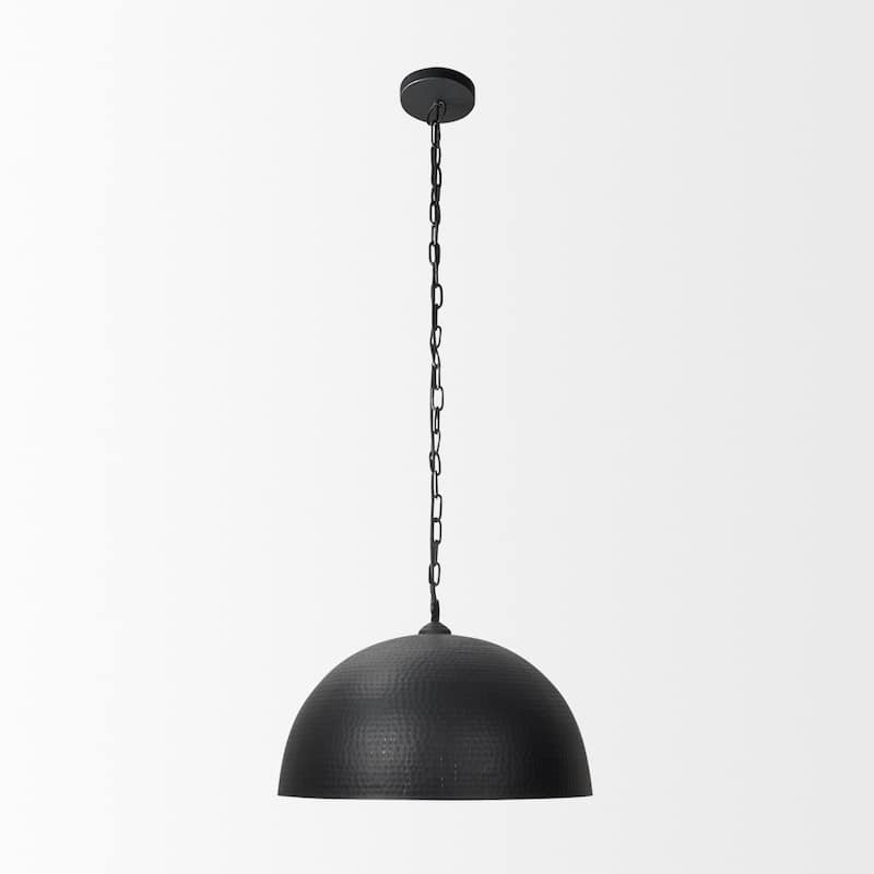 Karina Matte Black and Gold Hammered Metal Dome Pendant Light