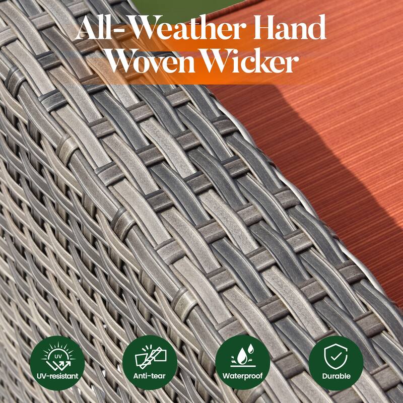 HOOOWOOO 8-piece Rattan Wicker Patio Furniture Set with Fire Pit