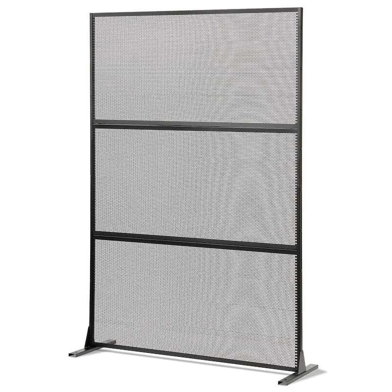 Costway 72”H x 48”W Metal Privacy Screen with Expansion Bolts & - See Details - Black - See Details