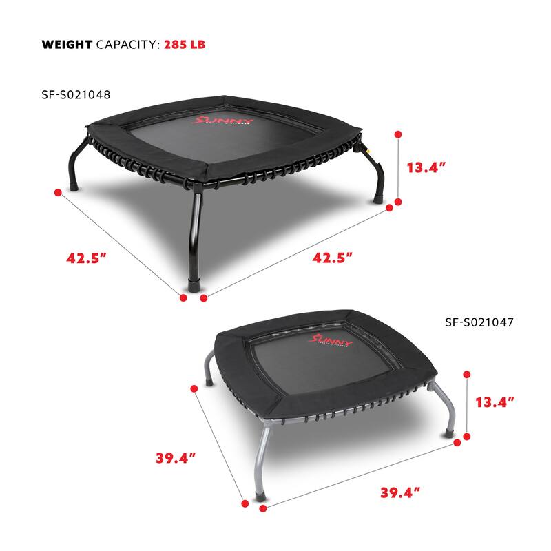 Sunny Health & Fitness Springless Mini Fitness Trampoline Rebounder for Quieter and Safer Workouts 40 inch - SF-S021048