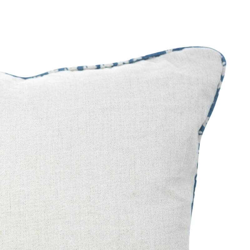 Fabdivine Handmade Floral Block Print Soft Pure Linen Fabric Pipine Pillow Cover Decorative Cushion Case