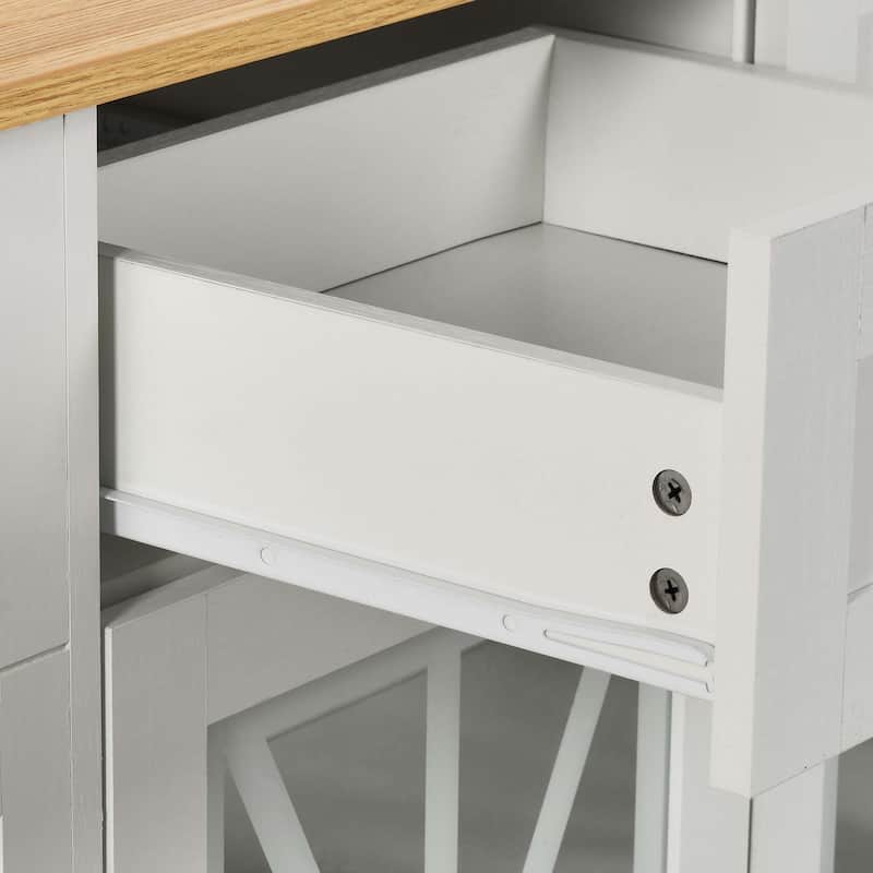 Moasis 47" Kitchen Island With Drop Leaf & 2 Bar Stools