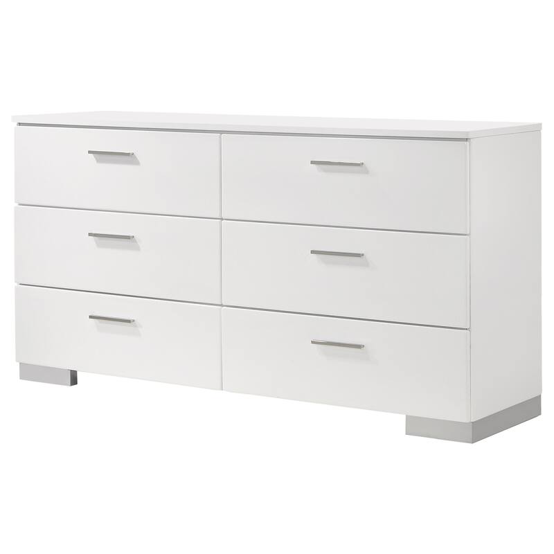 Dulcey White High Gloss 6-drawer Dresser