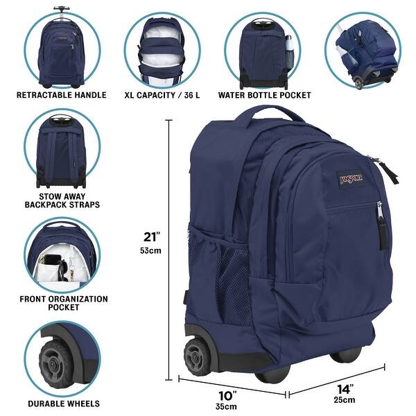 Rolling Backpack - Wheeled Travel Bag with 15-Inch Laptop Sleeve, One Size, Black - Bed Bath & Beyond - 42714394 Rolling Backpack - Wheeled Travel Bag with 15-Inch Laptop Sleeve, One Size, Black - Bed Bath & Beyond - 42714394