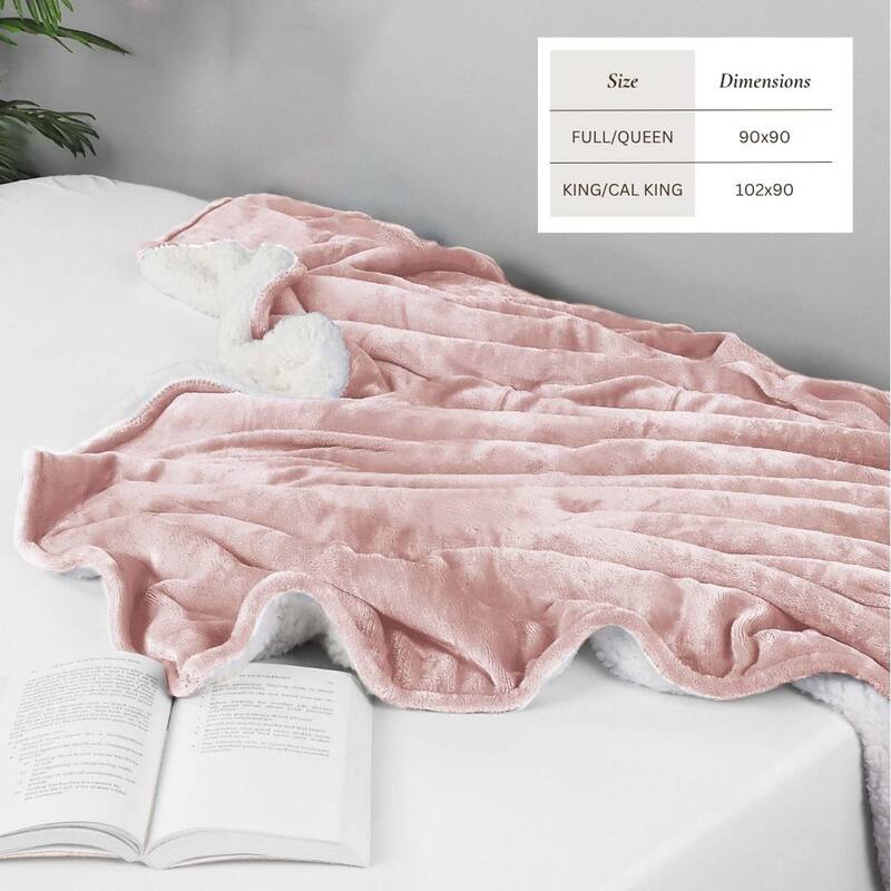 Linery & Co. Velvet Plush Reversible Sherpa Bed Blanket