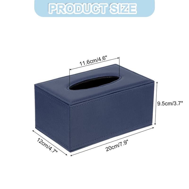 Tissue Box Cover with Magnetic Bottom, 1 Pcs - Dark Blue - 20 x 12 x 9.5cm/7.9 x 4.7 x 3.7