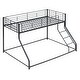 preview thumbnail 2 of 5, Twin XL Over Queen Metal Floor Bunk Kids Bed - Modern Design, Sloping Stairs, Space-Saving for Bedroom, Easy Assembly, Black