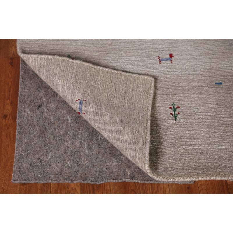 Modern Tribal Gabbeh Indian Area Rug Handmade Grey Wool Carpet - 5'3" x 7'7"