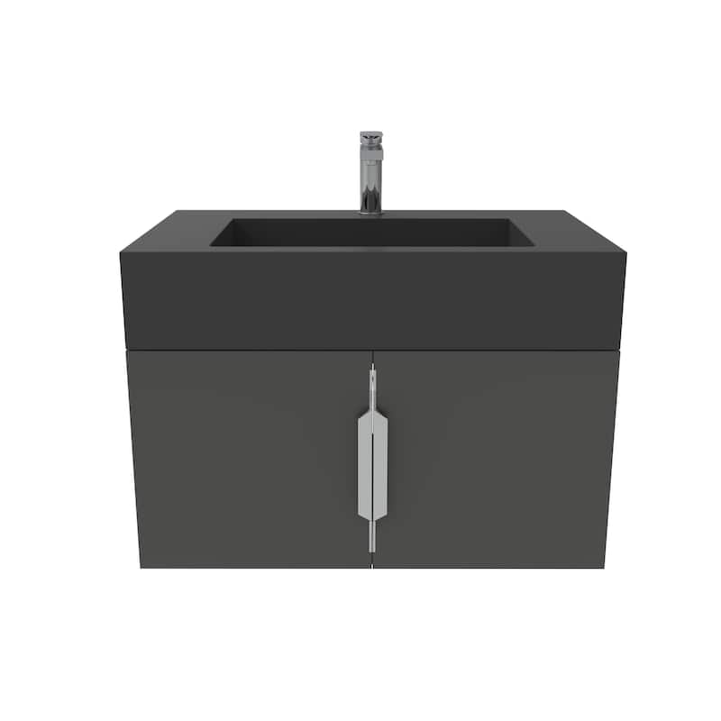 Nile 30-Inch Wall Mounted Bathroom Vanity Set w/ Black Top