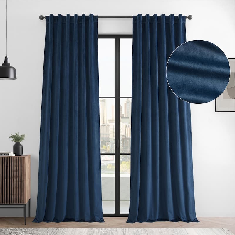 Exclusive Fabrics Basic Deluxe Velvet Room Darkening Curtain Pair - 2 Panels Window Curtains