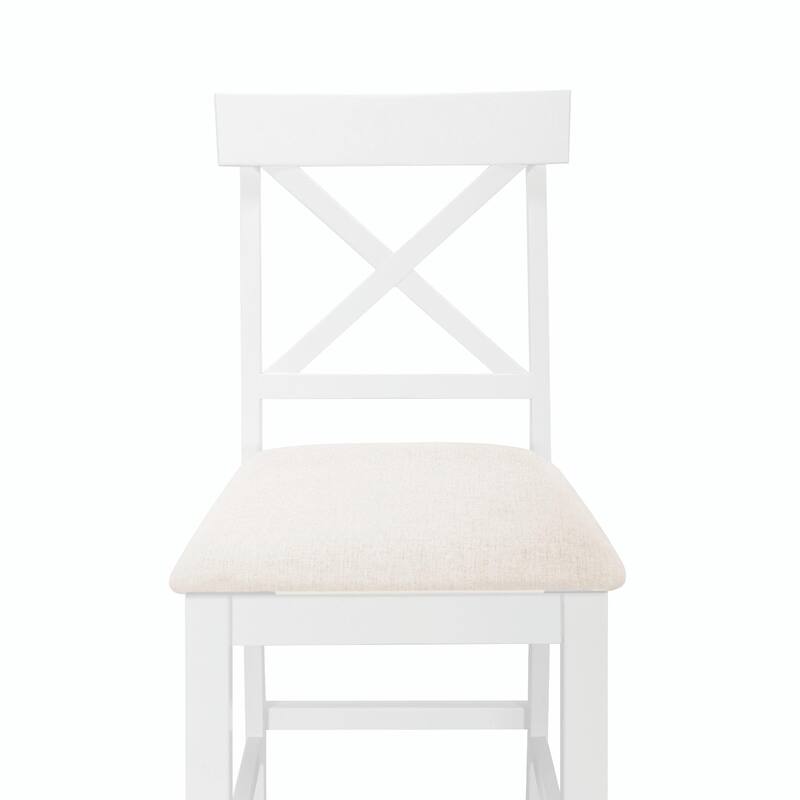 60"L x 30"W Solid Wood Farmhouse Counter Height Dining Table Set with 3-Tier Storage Shelves