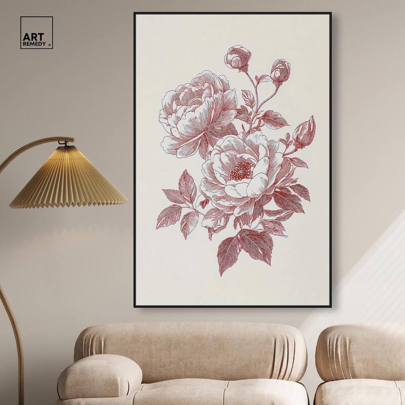 Breezy Red Pencil Blooms Canvas by Art Remedy