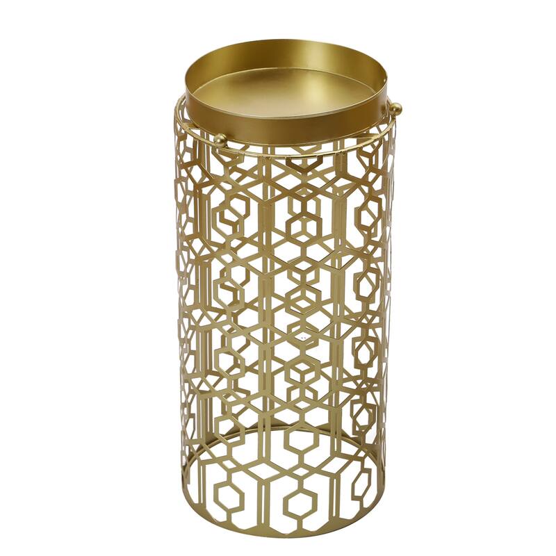 Adeco Multipurpose End Table Metal Shelf Holder Organizer Entrance Umbrella Stand - 9. 25" x 9. 25" x 18. 78"