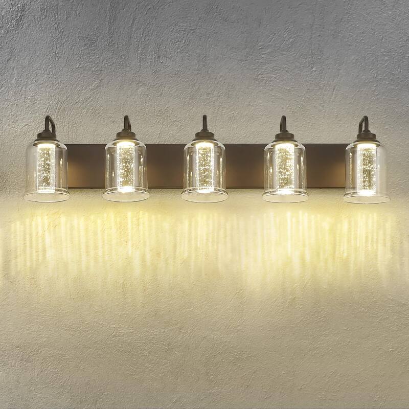 5-Light LED Bathroom Lights, Wall Sconces with 3 Colors Modes (3000K/4000K/5000K)