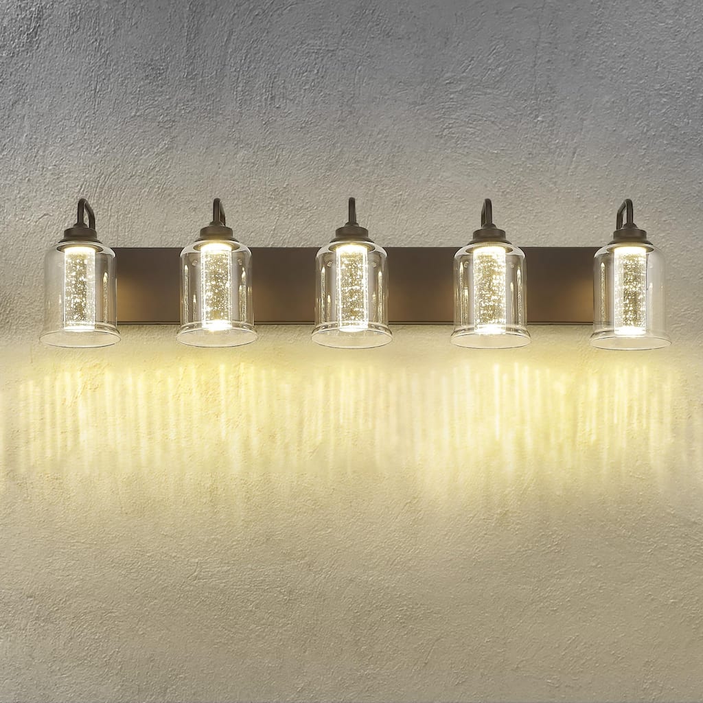 5-Light LED Bathroom Lights, Wall Sconces with 3 Colors Modes (3000K/4000K/5000K)