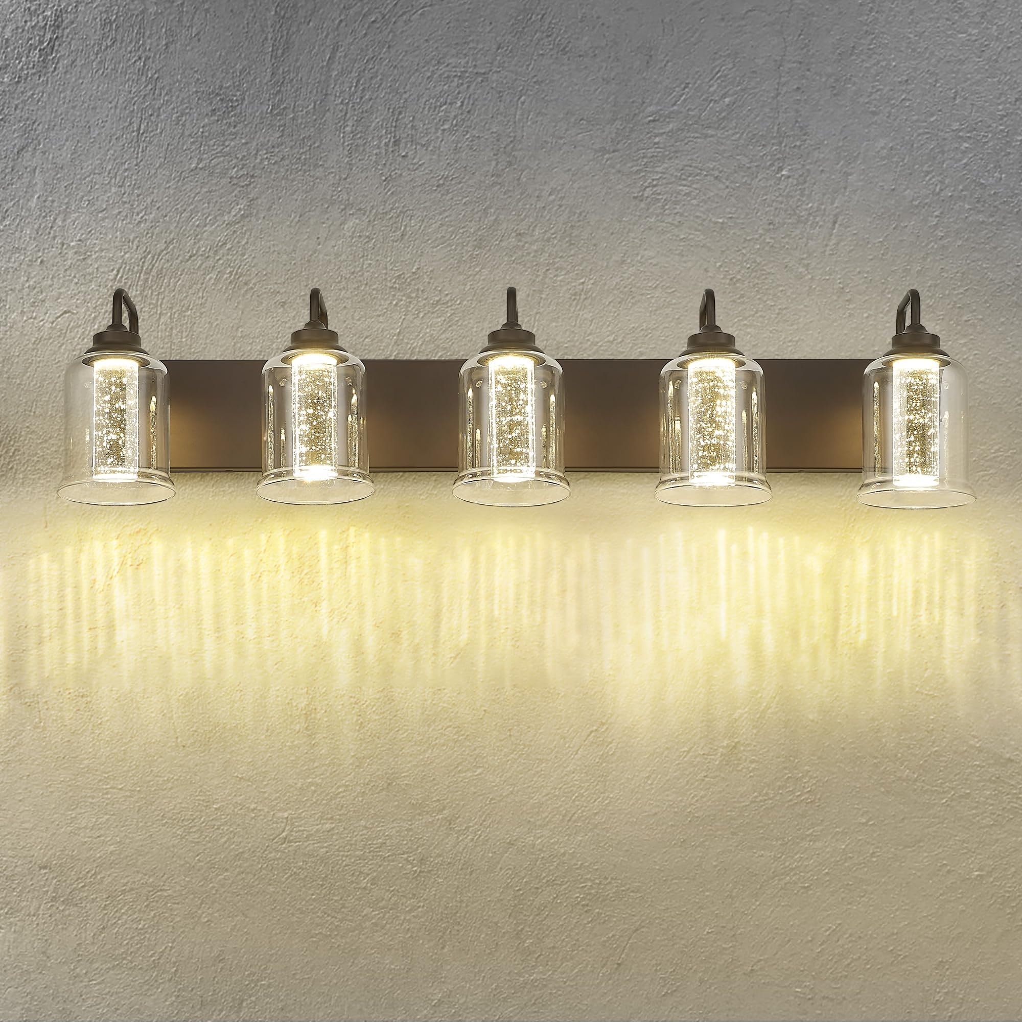 5-Light LED Bathroom Lights, Wall Sconces with 3 Colors Modes (3000K/4000K/5000K)