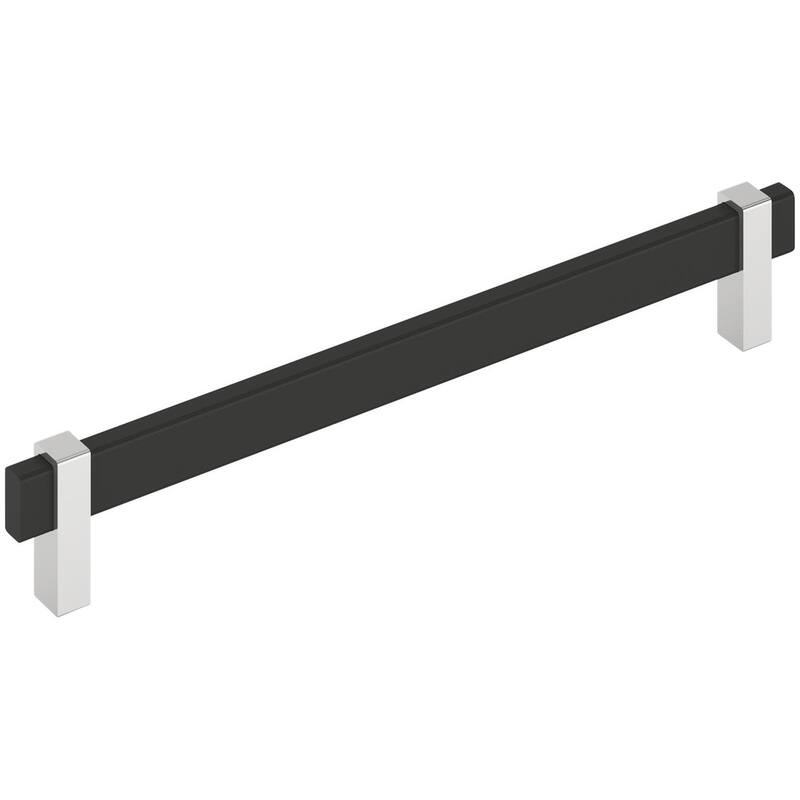 Amerock BP36728 Mulino 8-13/16" Center to Center Bar Cabinet Pull - Matte Black / Polished Chrome