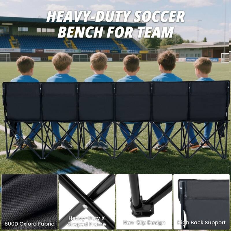 Portable Folding Soccer Benches for Team, 4/6/9 Seats with Carry Bag