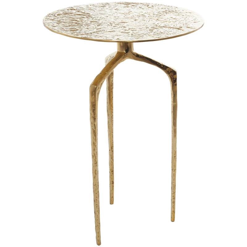 Silver, Gold or Gray Aluminum Metal Slim Textured Geometric Accent Table